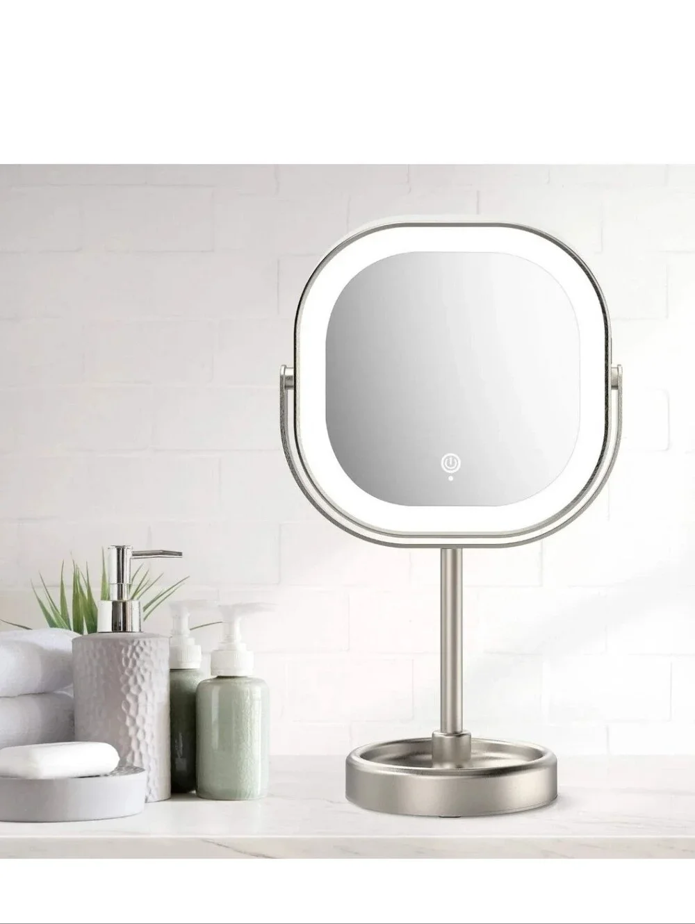 Conair LED Lighted Vanity Mirror 1x/10x Magnification Satin Nickel Open Box